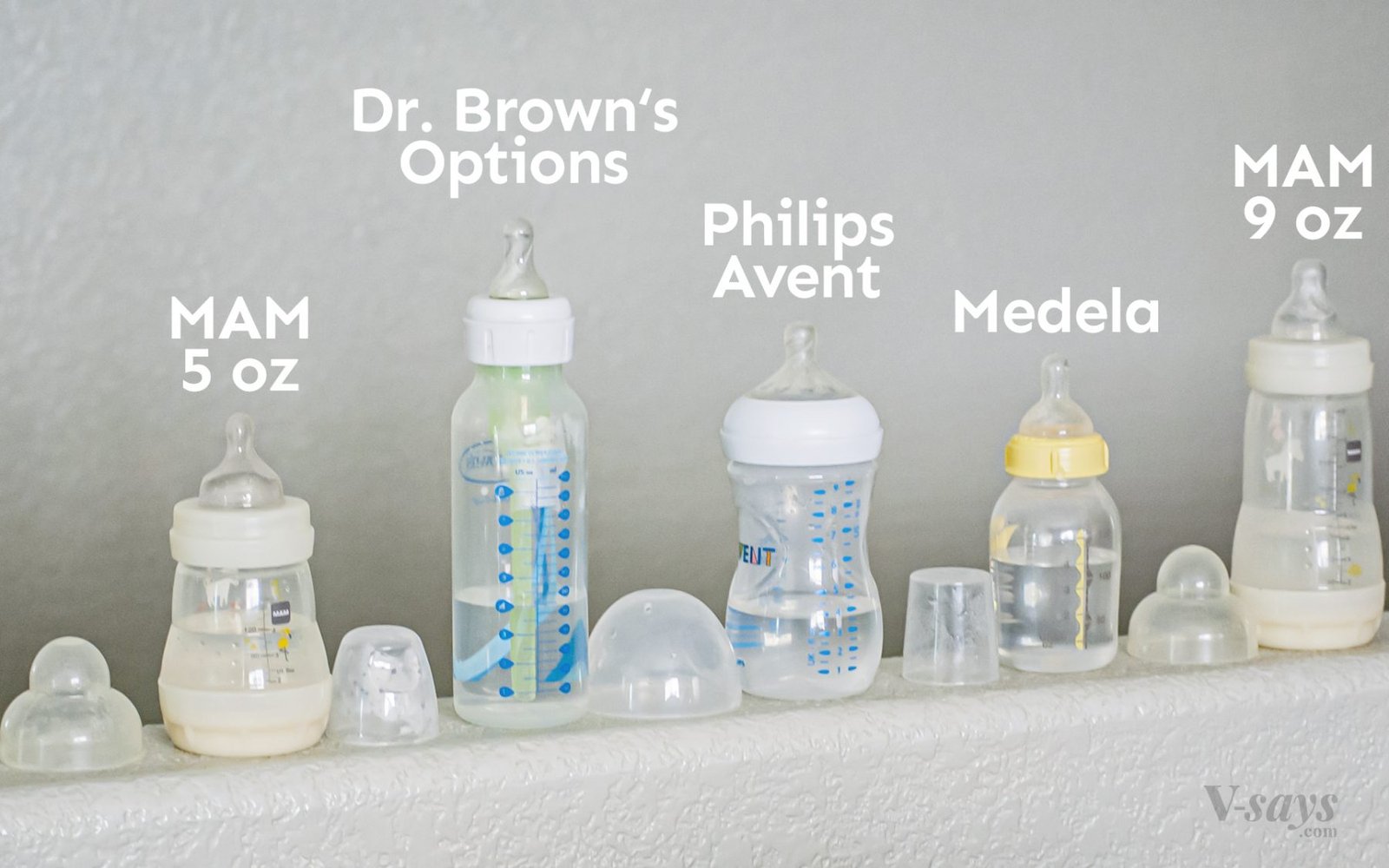 row of baby bottles