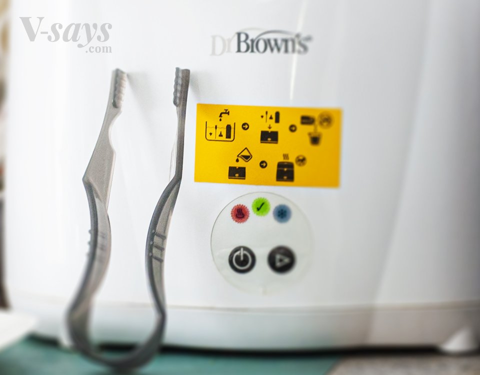 Dr Browns Deluxe Sterilizer diagram and tongs