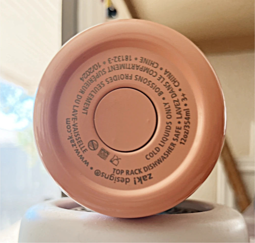 bottom of the Zak Designs stainless steel sippy cup