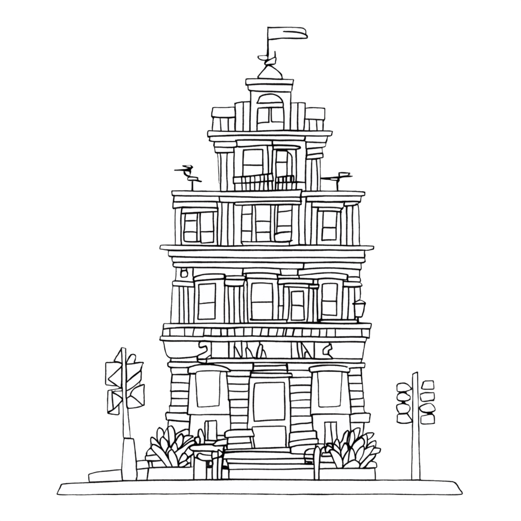 hotel illustration by Daniel McCarthy, via CreativeFabrica
